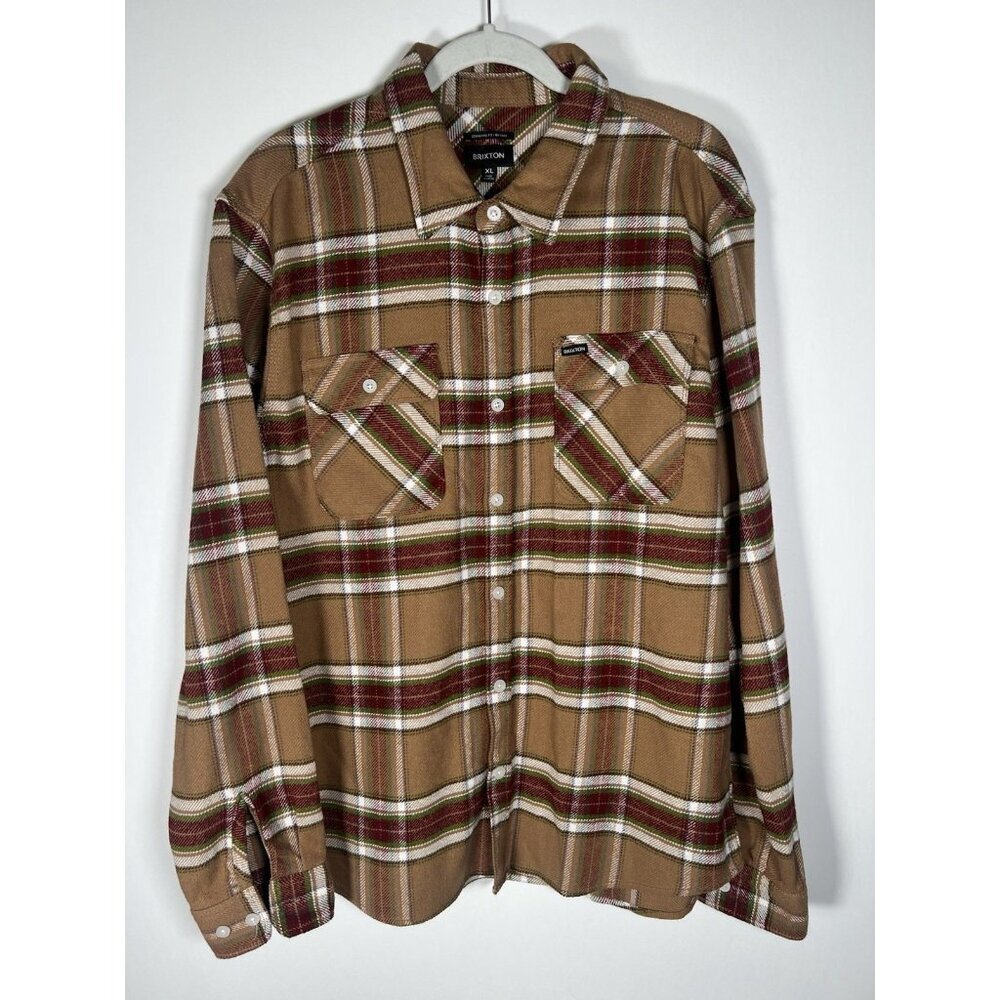 Brixton lumberjack chorewear tan red heavyweight Bowery plaid shirt XL retro